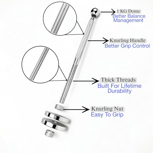 Image of Premium Steel Clubbell for Strength Training, Adjustable Weight, 4.5 KG-10 KG(6 in 1) Non-Slip Knurled Handle (Clubbell Rod)