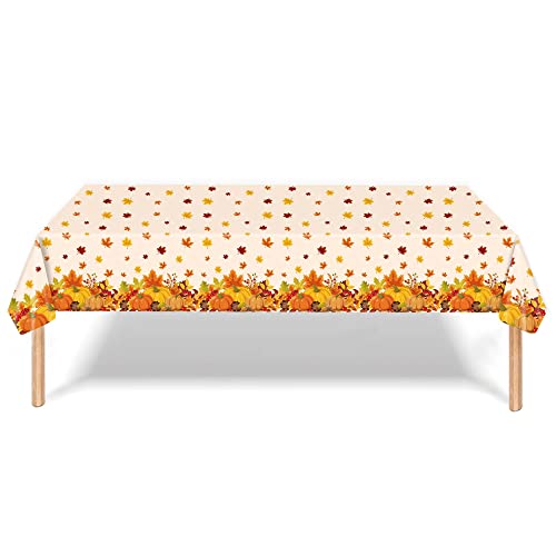 Ibohr 3 Pack Thanksgiving Disposable Tablecloth Fall Maple Pumpkin Vinyl Waterproof Rectangle Thanksgiving Plastic Tablecloths For Fall Decorations For Home, Party Decor, 54 X 108 Inch #TOP6