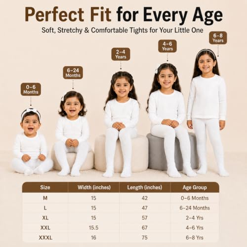 Image of THE LITTLE LOOKERS Baby Tights Thick Toddler Baby Girl Seamless Knit Leggings Thick Solid Cotton Stockings Footed Pants Pantyhose for Years Baby