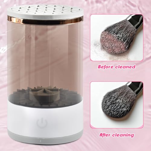 Pinselreiniger Make Up Elektrisch,Electric Makeup Brush Cleaner,Make Up Pinselreiniger Trockner, Tragbarer Automatischer USB Make up Pinselreiniger, für die meisten Größen von Make up Pinseln (Weiß)