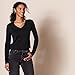 Amazon Essentials Women's Lightweight Long-Sleeve V-Neck Sweater, 100% Cotton, Black, Large