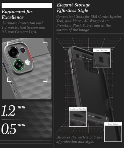 Image of WOW IMAGINE Back Cover for Oppo K13 Turbo 5G | K13 Turbo Pro 5G with Hexa Cube Design | UltraSoft Rubberised Case | Inner Velvet Fabric | Matte Silicone Flexible Mobile Case | Camera Protection - Grey