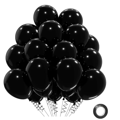 Ballons Noirs 31 Pièces Noirs, Ballons d'Anniversaire Noirs Balloons à l'Hélium Noir Balloons Décoration de Fête de Mariage, Ballon en Latex de 12 Pouces