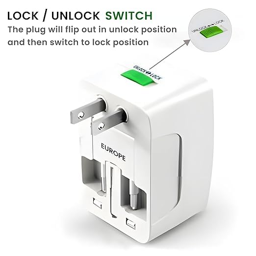 Image of International Travel Adapter - Universal Plug - Multipurpose Solution for US, AUS, UK, EU, Europe, North /South America (Pack of One)