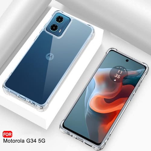 Image of TheGiftKart Crystal Clear Back Cover Case for Motorola Moto G34 / G45 5G | Shockproof Soft TPU Case | Cushioned Edges for Ultimate Protection Back Cover Case (TPU, Transparent)