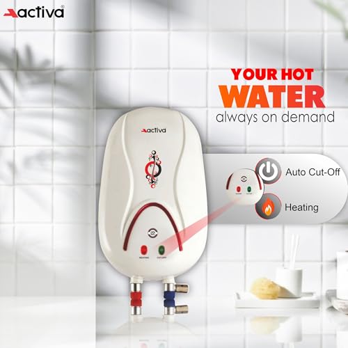 Image of ACTIVA 1 LTR. Instant 3 KVA Anti Rust Coated Tank Geyser with Full ABS Body, 5 Year Warranty HOTMAK (Ivory)