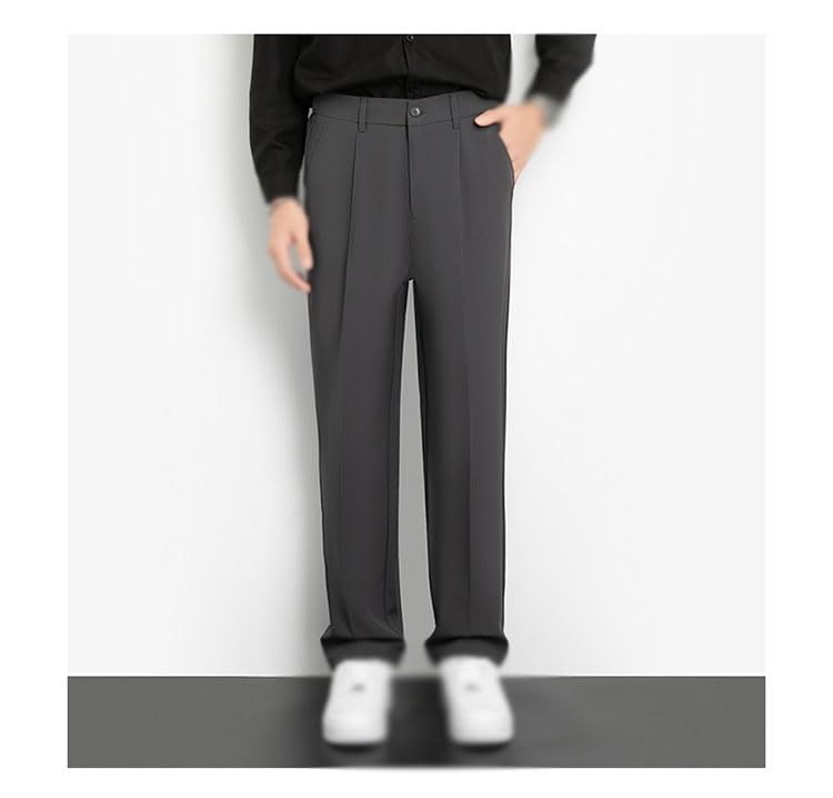 EaseMotions Stretch Waist Ice Silk Pants, Men's Slim Straight Breathable Casual Dress Pants2