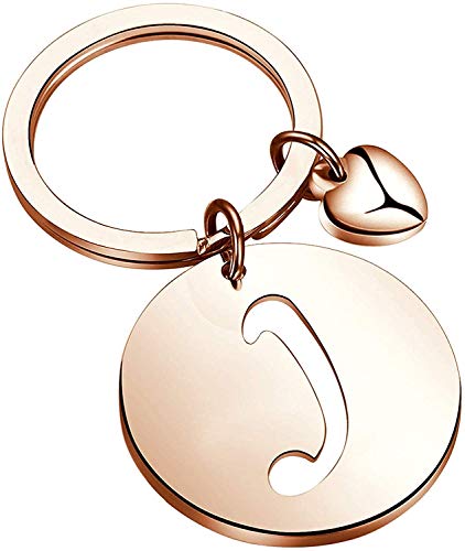 HOLLP Initial Disc Charm Keychain 26 Initial Letter Alphabet Key Ring A-Z Initial English Charm Keychain