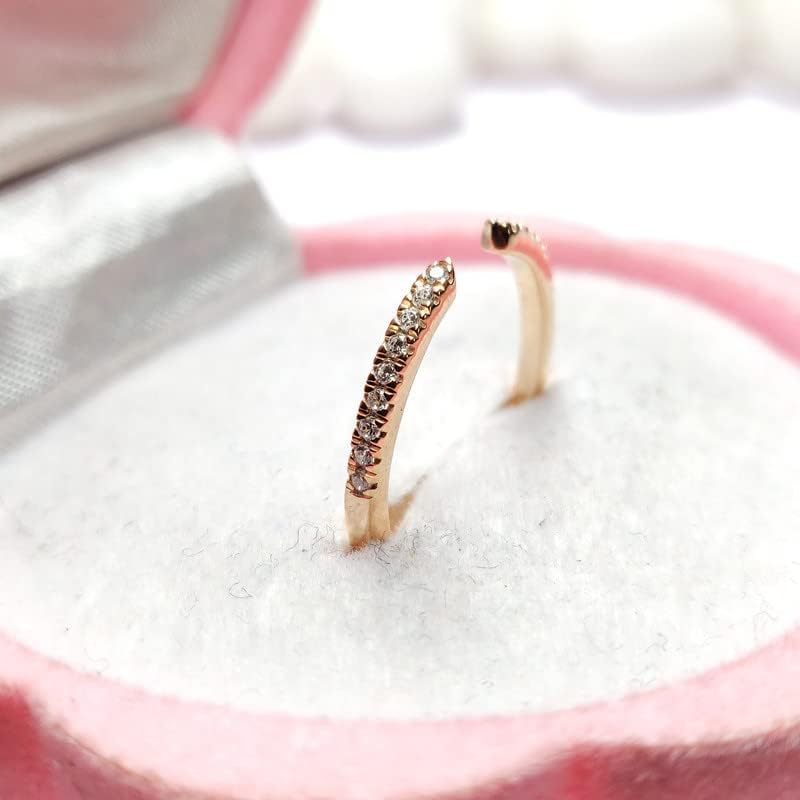 Round Cut White Diamond Open Wedding Band for Women, 14K Gold Finish Ladies Diamond Minimal Open Matching Wedding Band