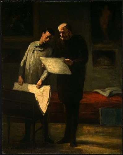 Cuadro de paisaje clásico "Advice to a Young Artist" de Daumier en lienzo de 60x90 cm para pared