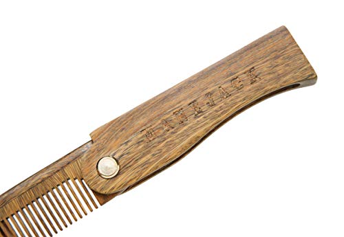 Foto von Bartkamm klappbar Holz für Männer - Feine Zähne im Taschenformat für Bart, Schnurrbart, Perfekt für alle Haartypen