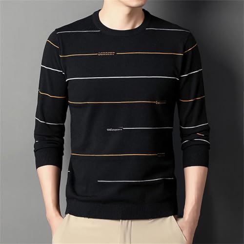 Men Striped Letter Embroidery O-Neck Sweater Loose Youth Fashion Urban Jumper2