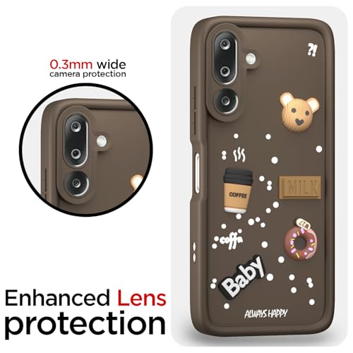 Image of Pikkme Back Cover for Samsung Galaxy M36 5G | 3D Bear Silicone Cute & Fun Coffee Cartoon | Full Body Protection Bumper Case (Brown)
