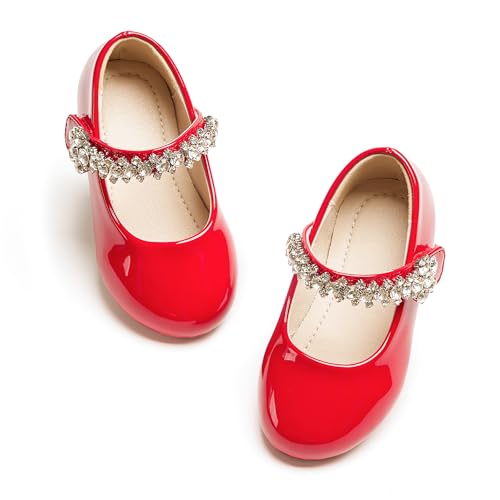 Image of PHIRAMIN Toddler Flower Girl Glitter Dress Shoes Little Girl Ballet Flats Bow Wedding Party