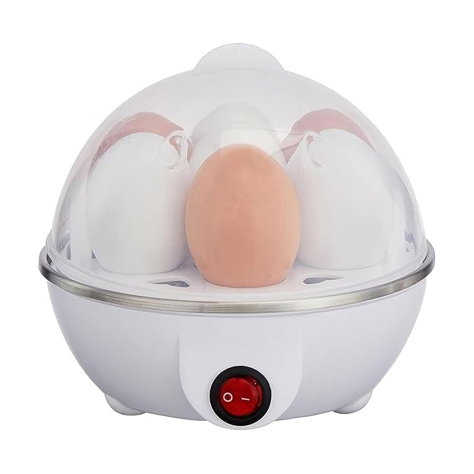 Electric 7 Egg Cooker and Poacher with Automatic Shut Off, Stainless Steel Heating Plate, Multi Function Steamer for Boiling, Compact Kitchen Appliance with Lid-image-22
