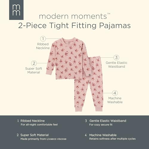 Image of Modern Moments by Gerber Baby Toddler Hacci Snug Fit 2-piece Pajama Set