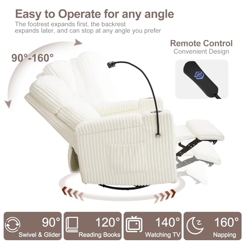 Image of ABCASA Power Recliner Rocking Chair Nursery, Swivel Glider Set of 2, White