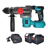Bohrhammer, 2-Modus bürstenloser elektrischer Schlagbohrhammer, 26 mm, kabelloser Bohrhammer, Hand-Elektrowerkzeuge für Beton(2PCS 6.0Ah Battery)
