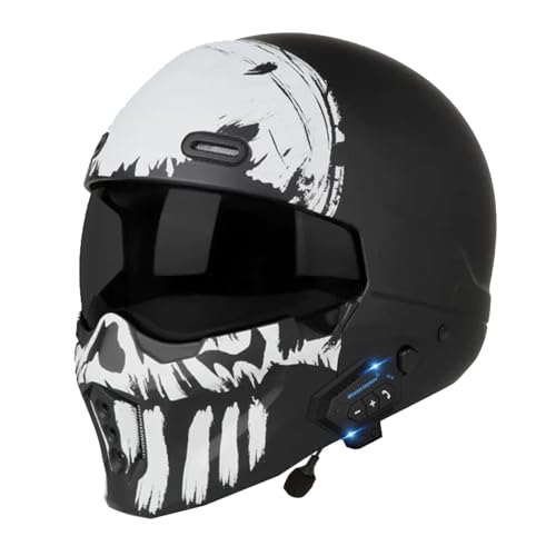 Cascos Integrales De Moto Bluetooth con Visera Casco Integral Motocicleta Cascos De Motocross Homologado ECEDOT Los Altavoces Integrados Pueden Responder Automáticamente I,S:55-56CM