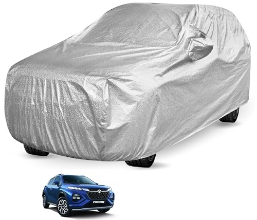 Image of Auto Hub Waterproof Car Cover Compatible with Maruti Fronx with Mirror Pocket, Soft Cotton Lining, Waterproof Fronx Car Cover- Metallic Silver