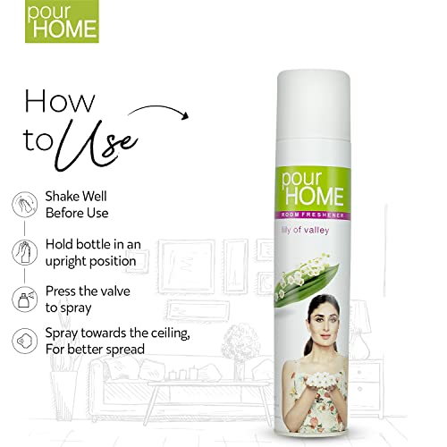 Image of POUR HOME Lily of Valley Room Air Freshener Spray - 220ML Each (Pack of 2) | Long-Lasting Fragrance - Reduces Odours - Suitable for Home & Office