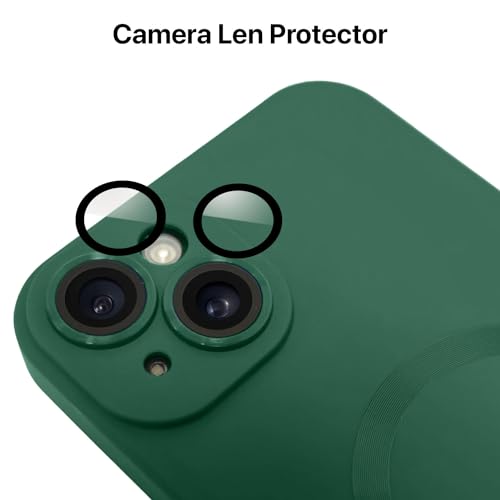 Image of Vaku Luxos Soft Silicon Mag-Safe Back Cover for iPhone 15 Plus Full Lens Protection Silicon Case Scratch Resistant Slim Thin Military-Grade Protection - Green