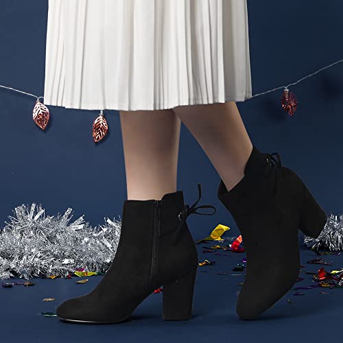 Perphy Round Toe Lace Up Chunky High Heels Ankle Boots for Women2