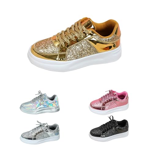 sneaker Gold damen, Glitzer Schuhe Silberne Golden Rutschfeste Plateau...