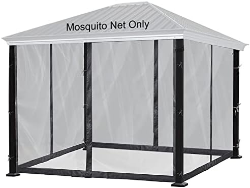 DOOSARG Gazebo Mosquito Netting, 10x10 Canopy Mosquito Netting, Universal Replacement Mosquito Netting Screen Walls, (Mosquito Net Only, Black)