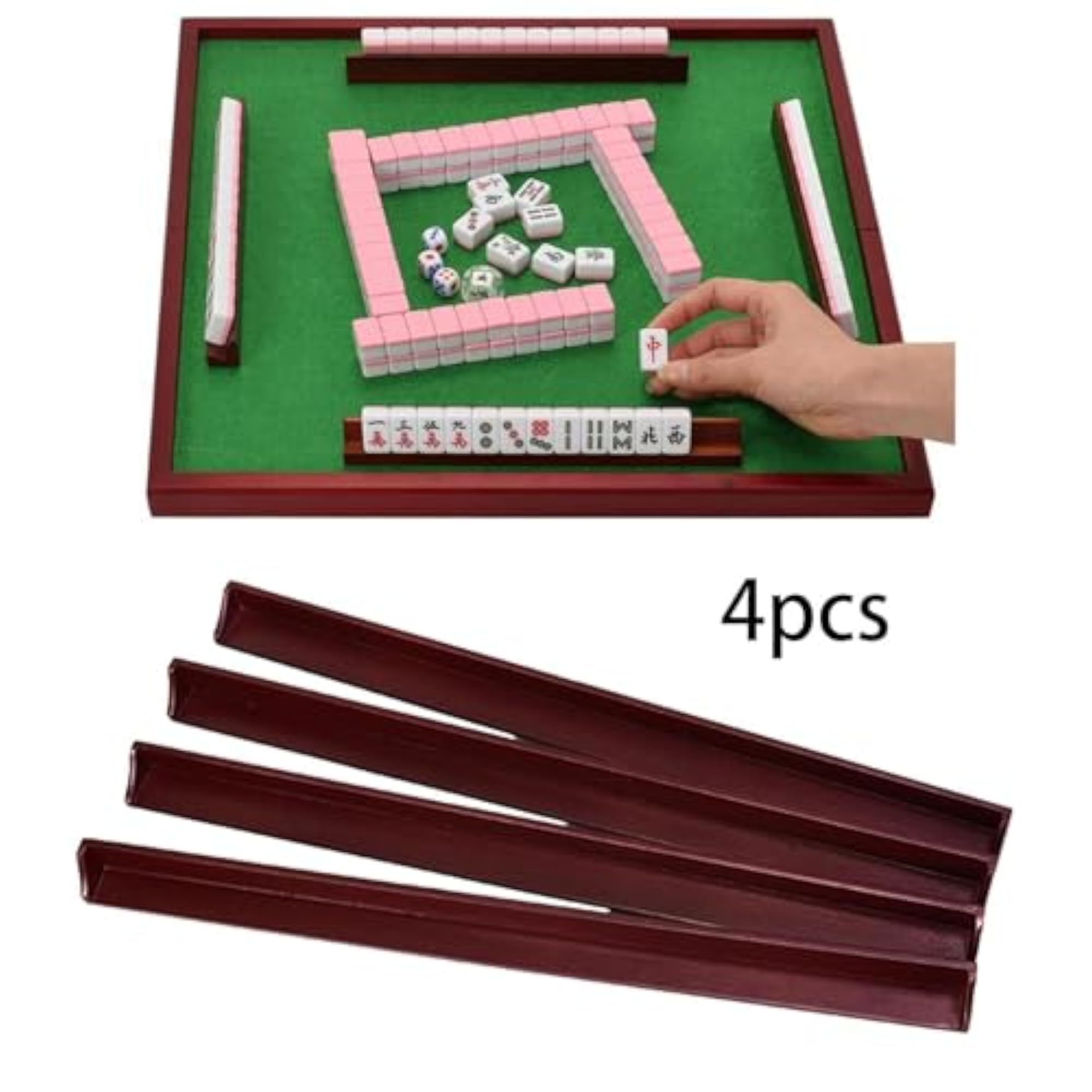 4Pcs Wooden Mahjong Tiles Racks Mahjong Tool