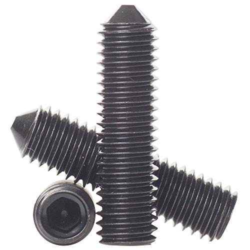 8mm / M8 x 35 Black High Tensile Cone Point Grub Screws Hex Socket Set Screw Self Colour 14.9 DIN 914-10 Pack