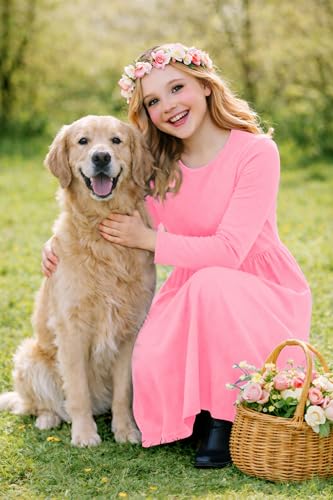 Image of Deerose Girls Maxi Dress Short Sleeve Casual Long Dresses with Pockets 5-14 Years