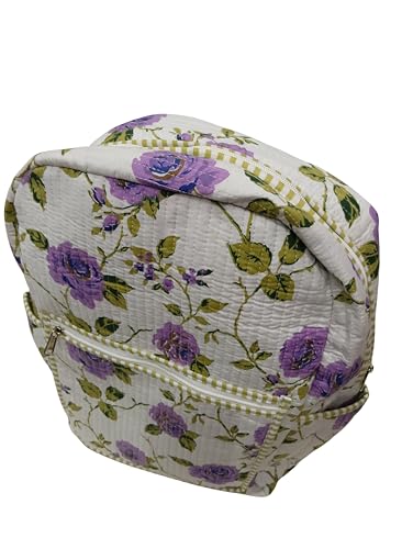 Image of Doraya Cotton Quilted Unisex Backpack Hand Block Floral Printed Design Stylish Eco-Friendly Bag for School, Travel, and Everyday Adventures