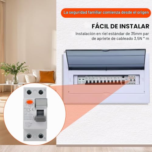 Miniatura 8 de Jadeshay Disyuntor Diferencial 40a 30ma Rccb Tipo A Interruptor Diferencial Magnetotermico 40a Disyuntor De Corriente Residual Con Protección Contra Fugas,Sobrecargas Y Cortocircuitos Gyl10 2p Ac230v