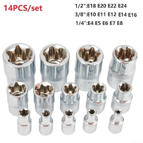 Douilles E-Torx E4-E24 coffret embout intérieur étoile pour clé mécanique 1/2 - 8