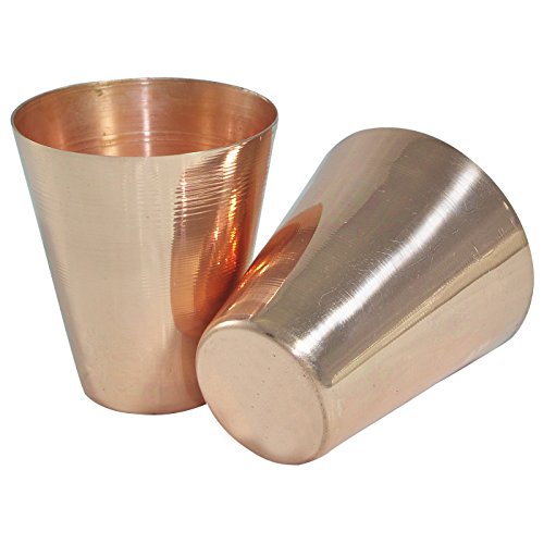 Set of 2 - Small Solid Copper Moscow Mule Shot Glasses, Capacity 2.46 oz per tumblers - SHOT GLASS Copper Moscow Mule Cocktail Cup, Wine Glasses