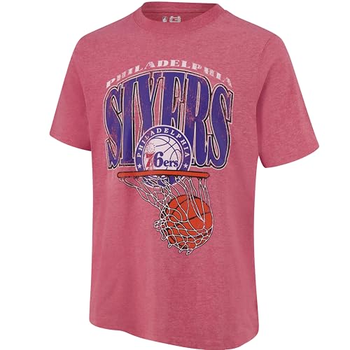 Ultra Game Men's NBA Official Hoops Short Sleeve T-Shirt, Philadelphia 76ers, Team Color, X-Large