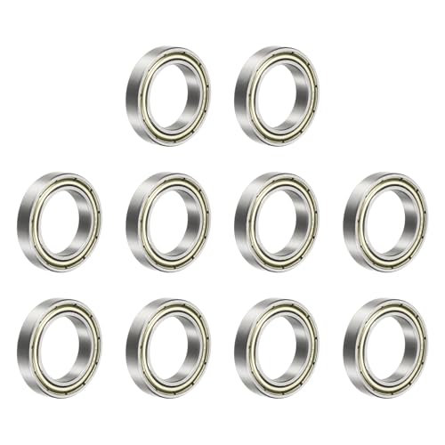 uxcell 10 Pcs 6803ZZ Deep Groove Ball Bearings, 17 x 26 x 5mm Silent Chrome Steel Double Shield Bearing for Electric Motor, Home Appliances, Industrial Machinery