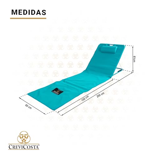 CREVICOSTA QUALITY MARK MARCAS DE CALIDAD - POTASIO 1309-1 - Tumbona portátil para Playa, Jardín y Camping. Plegable y Fácil de Transportar. Alfombra de Playa con Respaldo ergonómico (Turquesa) - imagen 5