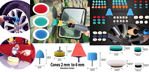 Image of DIY Crafts With 2x Felt 2x Fur 2x Backer Pad, 1 inchinch, 15x Mini 1-3 inchinch Cones - Choice 1-7 inchinch Wool Polishing Wheel Point Mandrel Tight Area Detailing Wa (With 2x Felt 2x Fur 2x Backer Pad, 1 inchinch)
