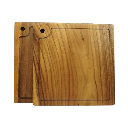 Juego de 2 platos cuadrado de madera Acacia 12 pulg miniatura 6