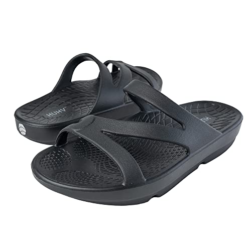 Huhv Z Strap Walking Sandals For Women, Orthopedic Sandals With Arch Support, Orthotic Footbed Recovery Sandals, Women Comfortable Sandals, Recovery Slides For Women, Black, Size 7 #TOP1