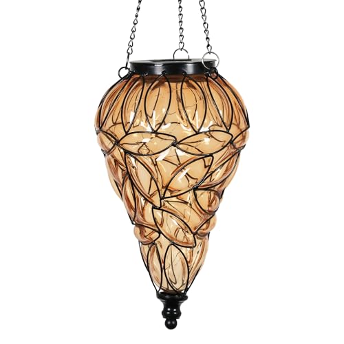 Exhart Outdoor Garden Solar Lights, Tear-Shaped Glass and