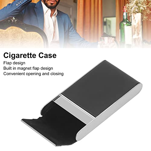 Pwshymi Cigarette Case, Cigarette Carrying Case Stainless Steel Inner Flocking Magnetic Flip Cover Fashionable For Home For 20 Slim Cigarettes(Black) #TOP4