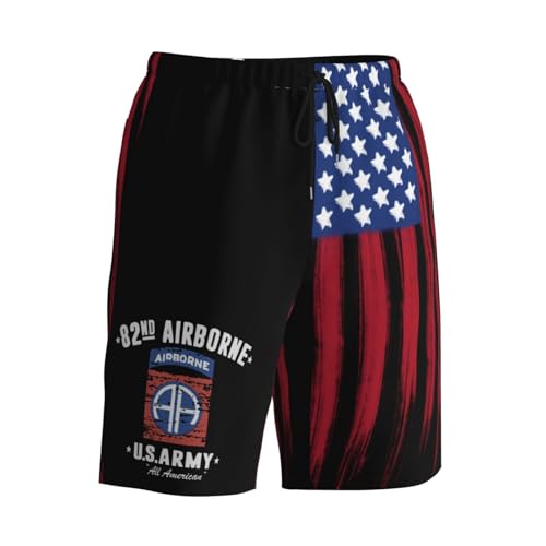 Army Veteran 82nd Airborne Mens Swim Trunks Quick Dry Board Shorts 7" - Hawaii Beach Swimwear3