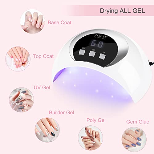 UV LED Nail Lamp, LKE 54W Nail Dryer Gel Nail Curing Lamp UV Light for Gel Nails with 3 Timers LCD Display Smart Sensor USB Plug for Fingernail Toenail - Image 4
