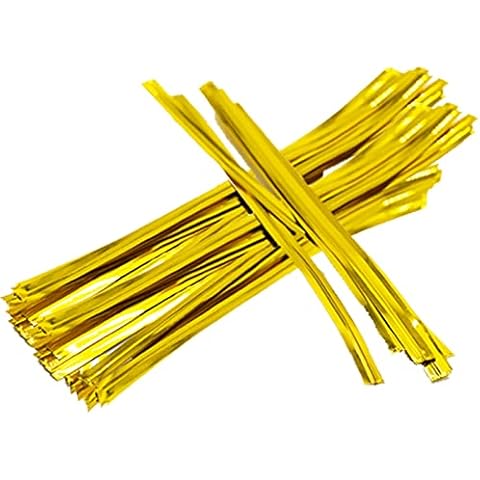 100 Pcs Gold Metallic Twist Ties Cover