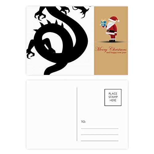 Cartes postales dragon silhouette chinoise du Père Noël pour fêtes de fin d'année, lot de 20