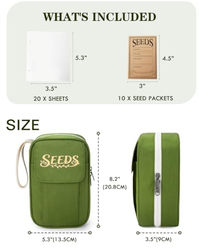 Seed Storage Organizer with 20 Clear Sleeves, 10 PCS Seed Envelopes - Image 3