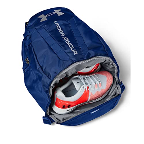 Image of Under Armour Hustle Backpack, Royal (400) /Silver, One Size Fits All